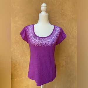 Prana T-Shirt with Twist Open Back Detail - Purple - Size L